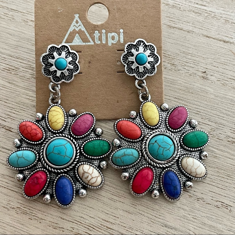 TIPI Southwestern colorful faux stone earrings